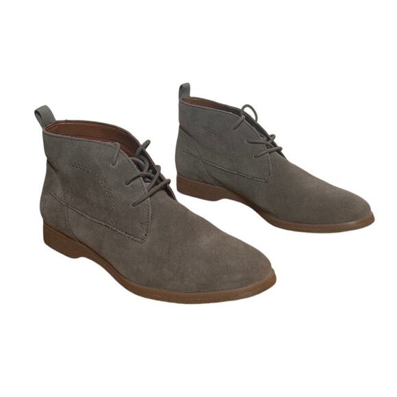 Franco Sarto Gray Suede Palazzo Chukka Ankle Boot Bootie Size 8 Lace Up Fall - Picture 1 of 7